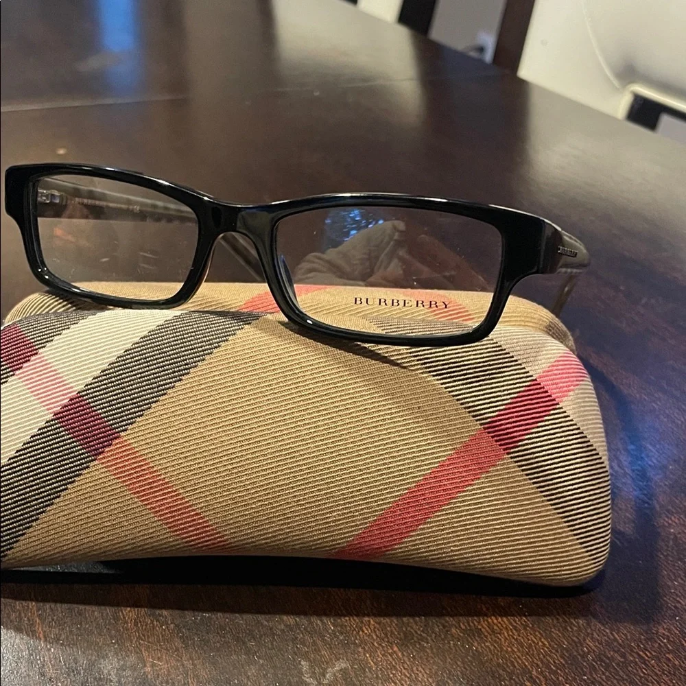 Burberry Black Eyeglasses with Plaid Case - Picture 1 of 4